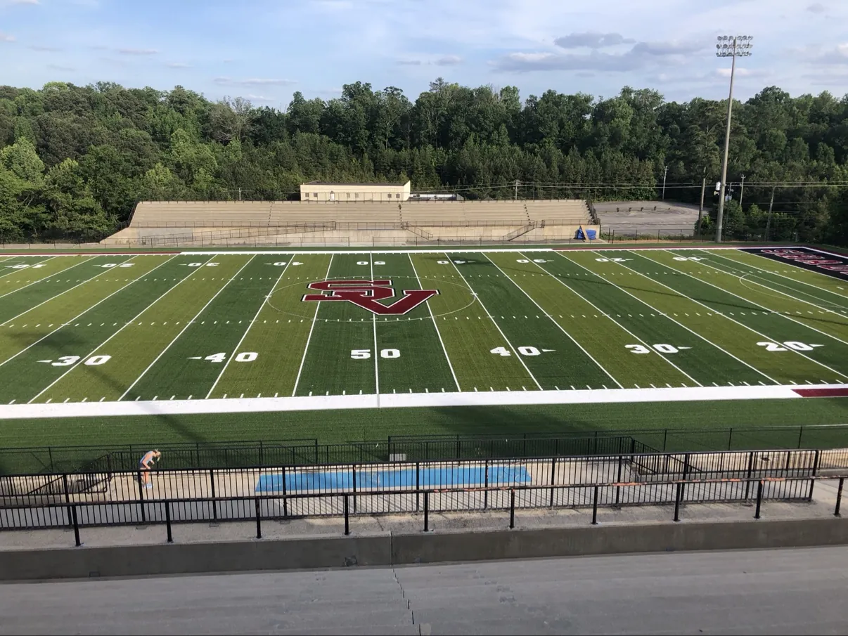 Synthetic turf football field installation in North Carolina
