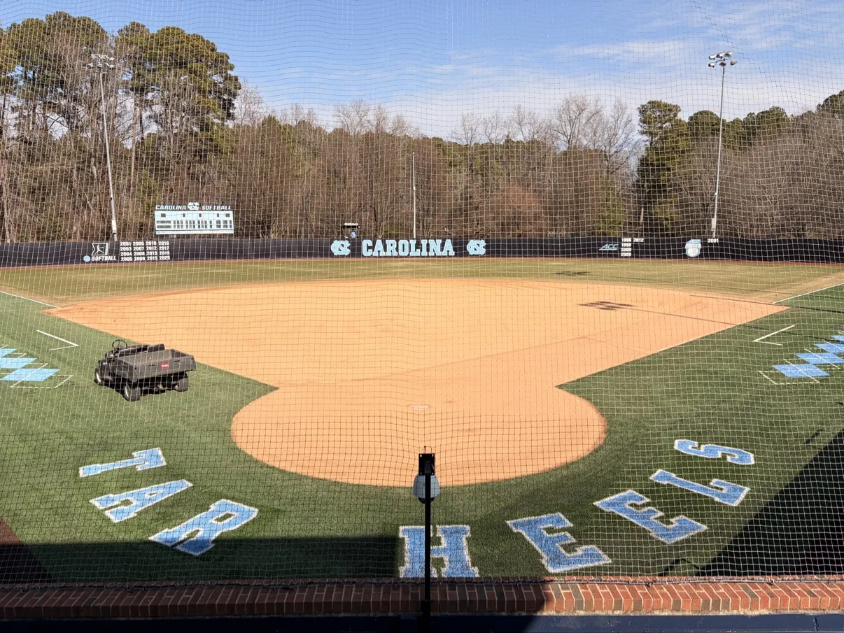 Softball field with custom turf inlays