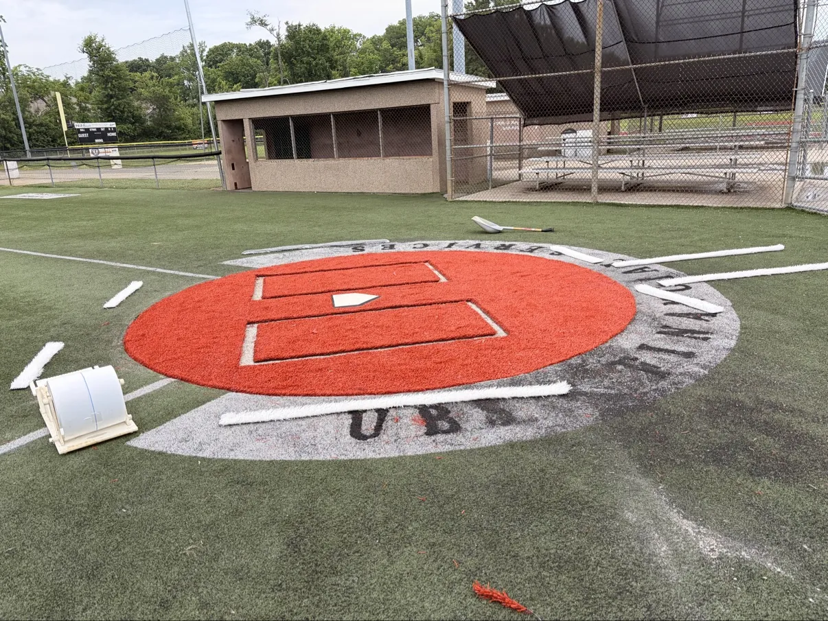 On-deck circle inlay replacement in progress