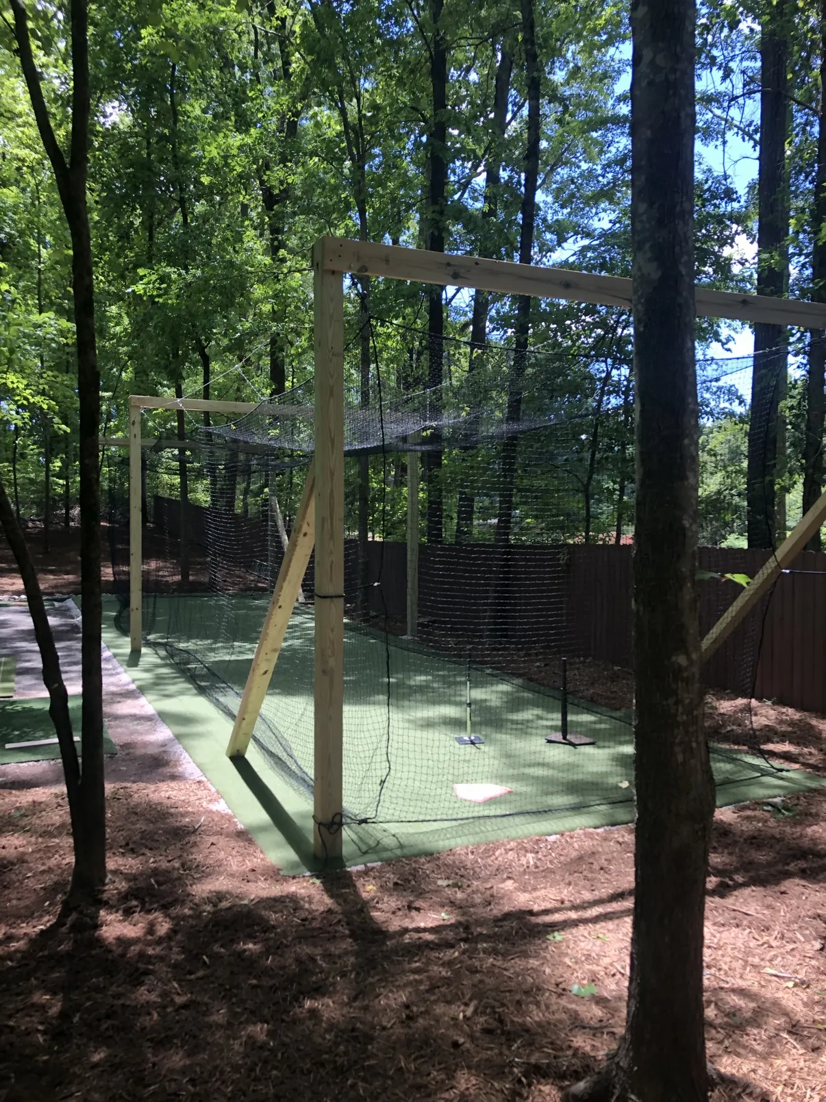 Backyard turf installation in progress