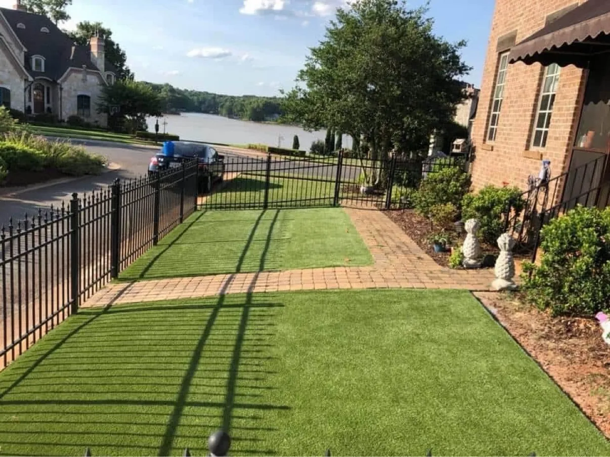 Lakefront artificial grass lawn