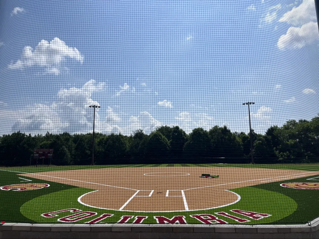 Aerial view of synthetic turf baseball field in the Southeast