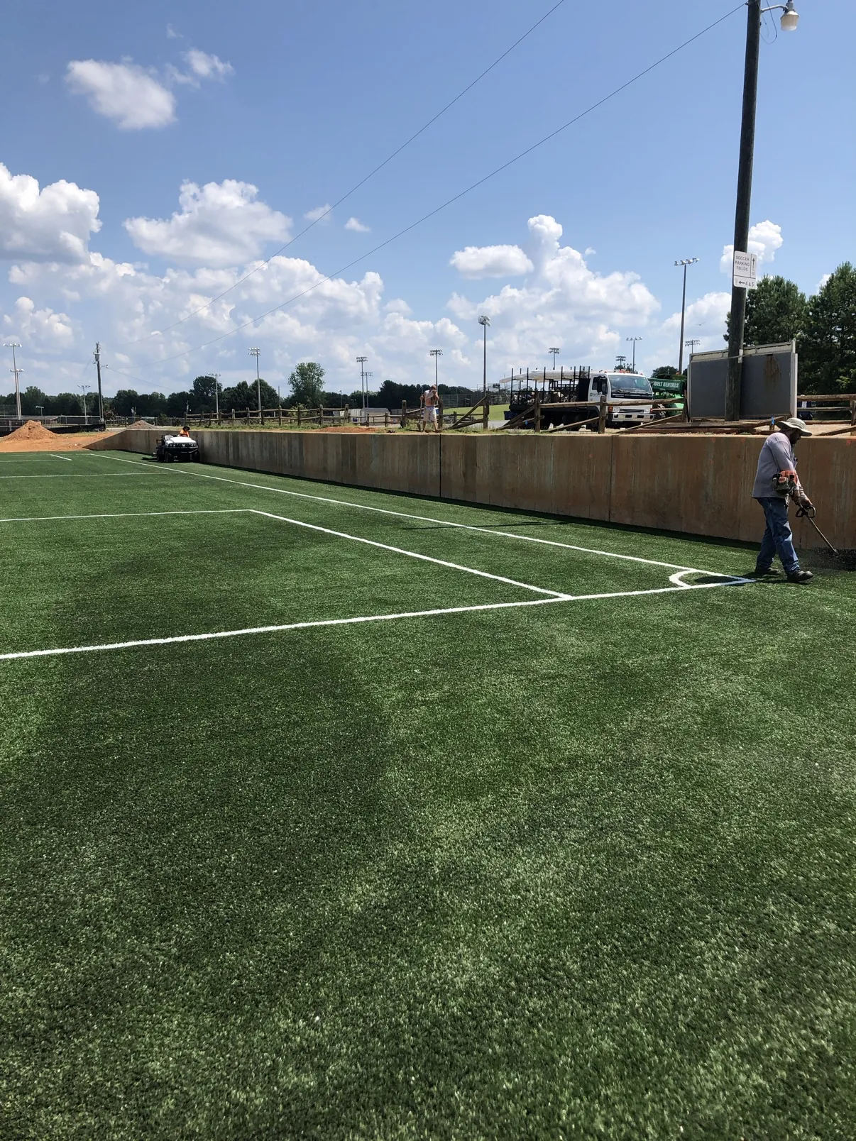 Football field with purple end zone