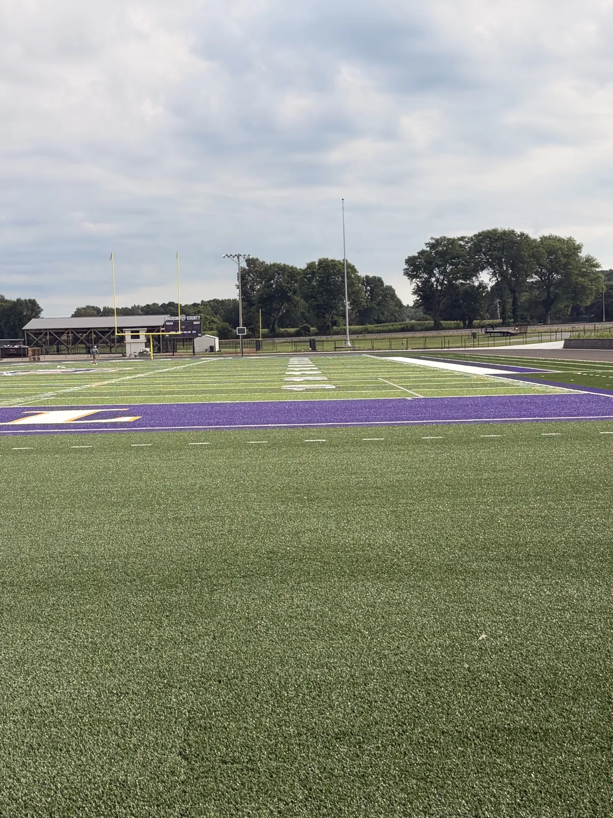 Blue end zone turf detail