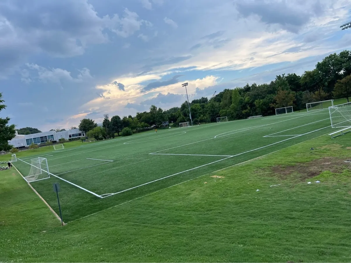 Soccer field at sunset