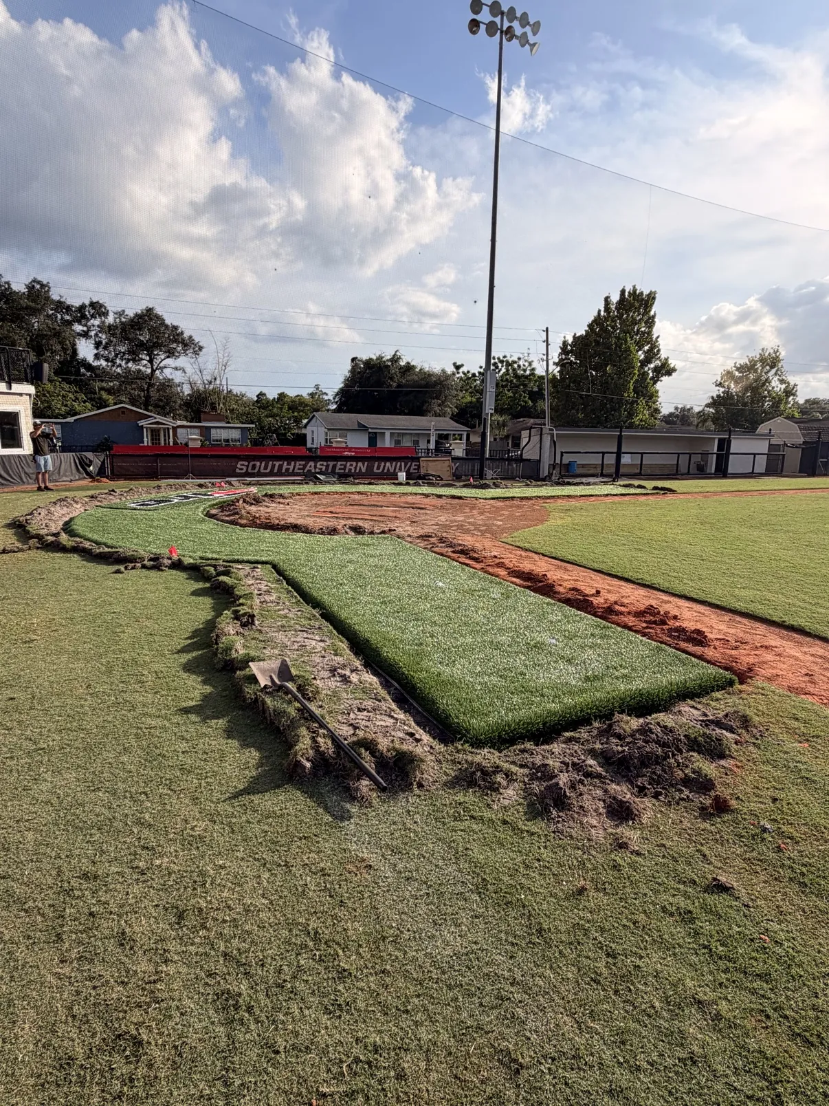 Baseball field with custom lettering