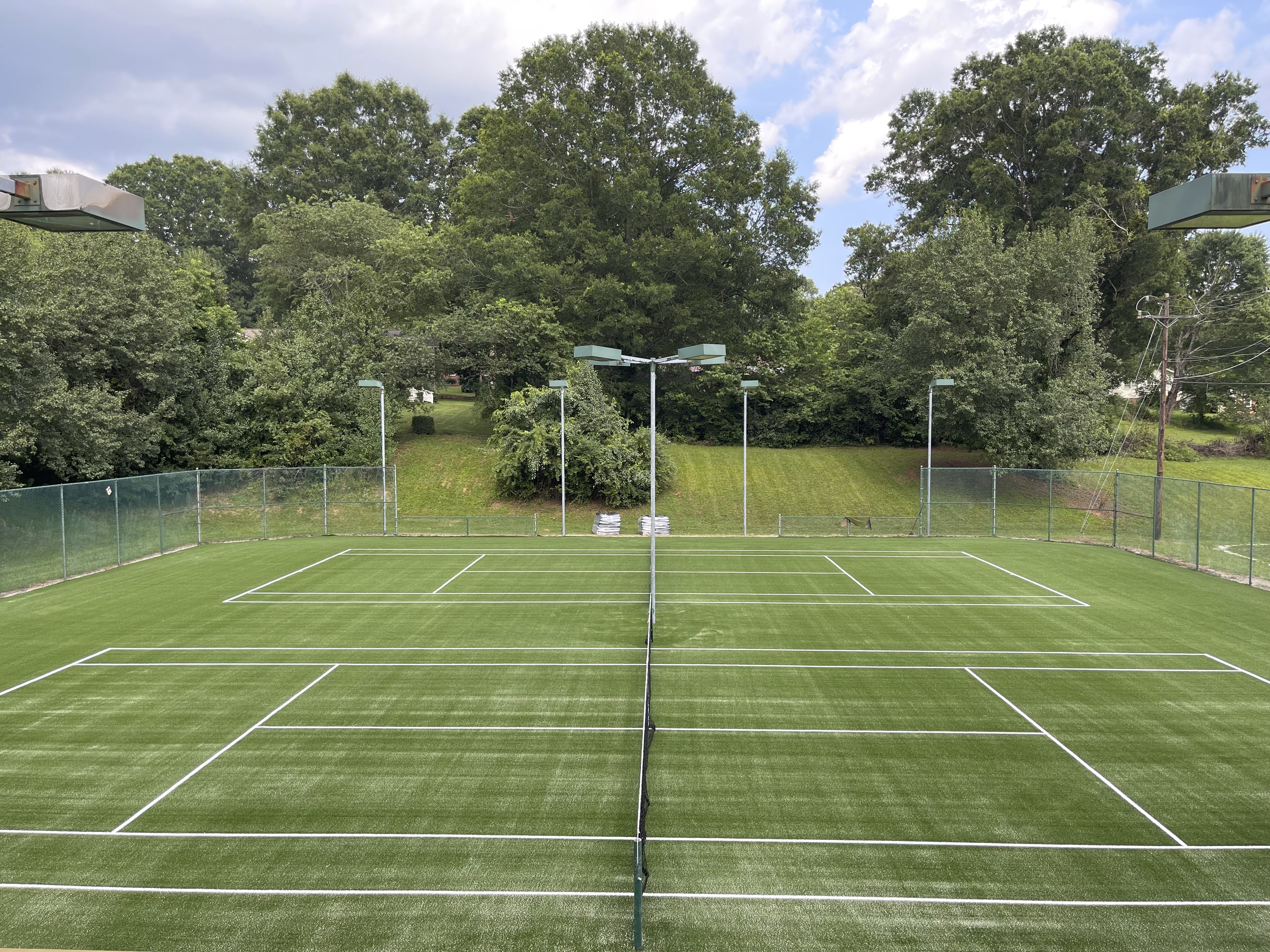 Tennis court install in progress