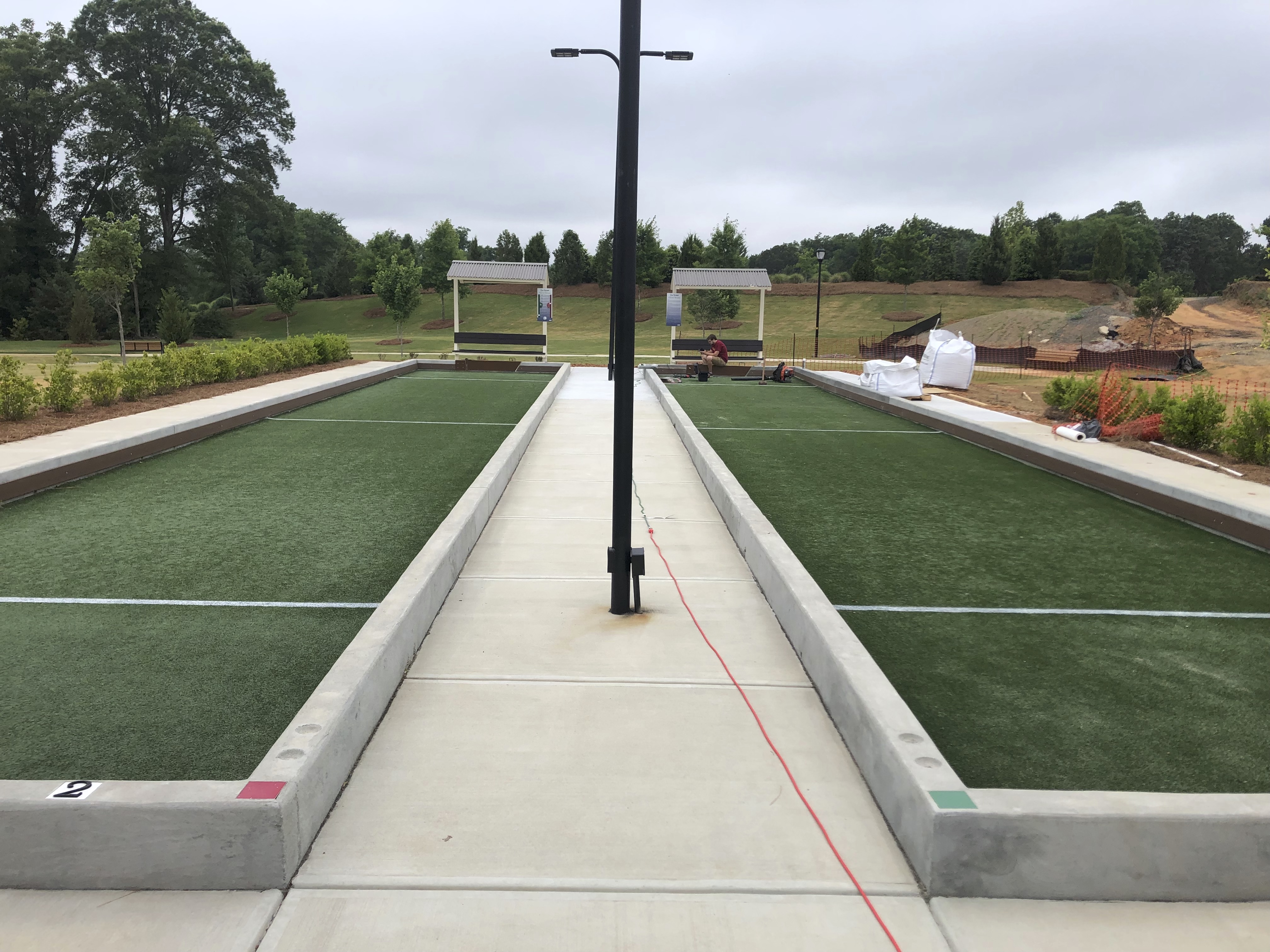 Bocce lane with synthetic turf