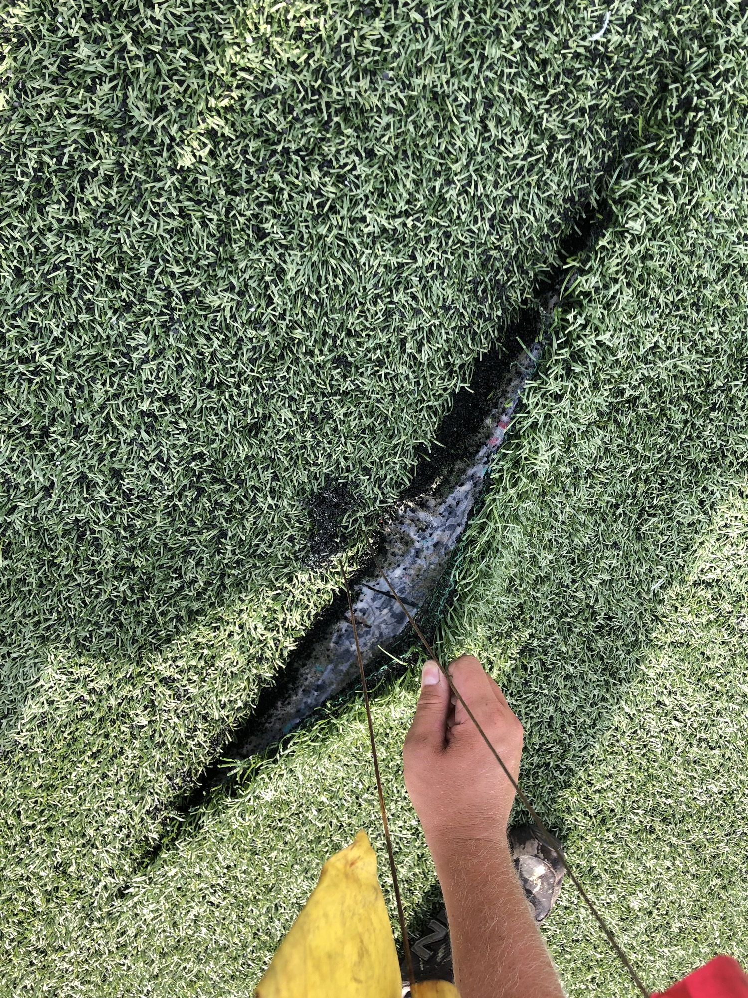 Repairing and securing turf seams